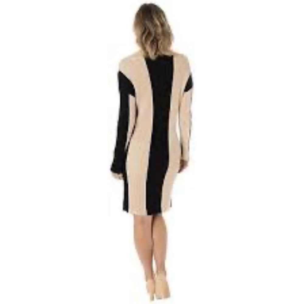Taylor / NWT/ Stripped Sweater Dress/ size L - Elegant Black and Tan